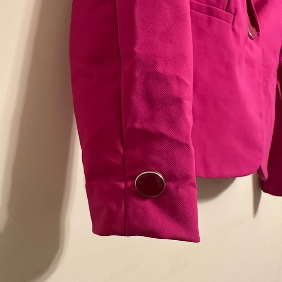 Nicole Miller Pink Fuchsia Stretch One Lined Button Blazer Jacket Sz XS - Picture 4 of 5